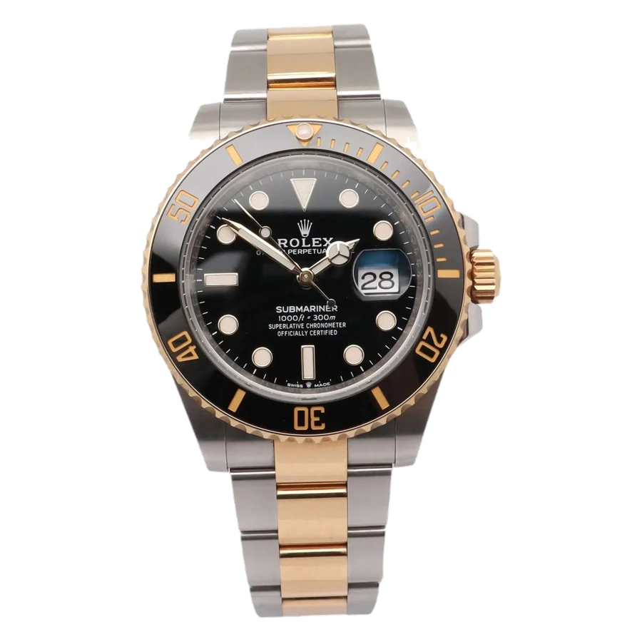 Rolex Submariner Date 41mm Black Dial 18K Yellow Gold Steel Watch 126613LN