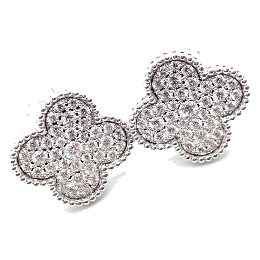 Van Cleef & Arpels 18k White Gold Magic Alhambra Diamond Earrings
